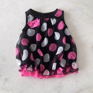3/$20 - black dress with pink & white polka dots, baby girl (3-6m)